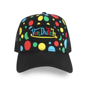 black-polka-dot-trucker