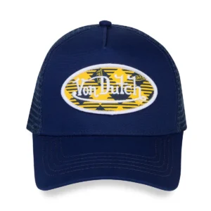 navy-yellow-plaid-trucker