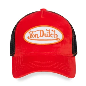 red-orange-black-velvet-trucker